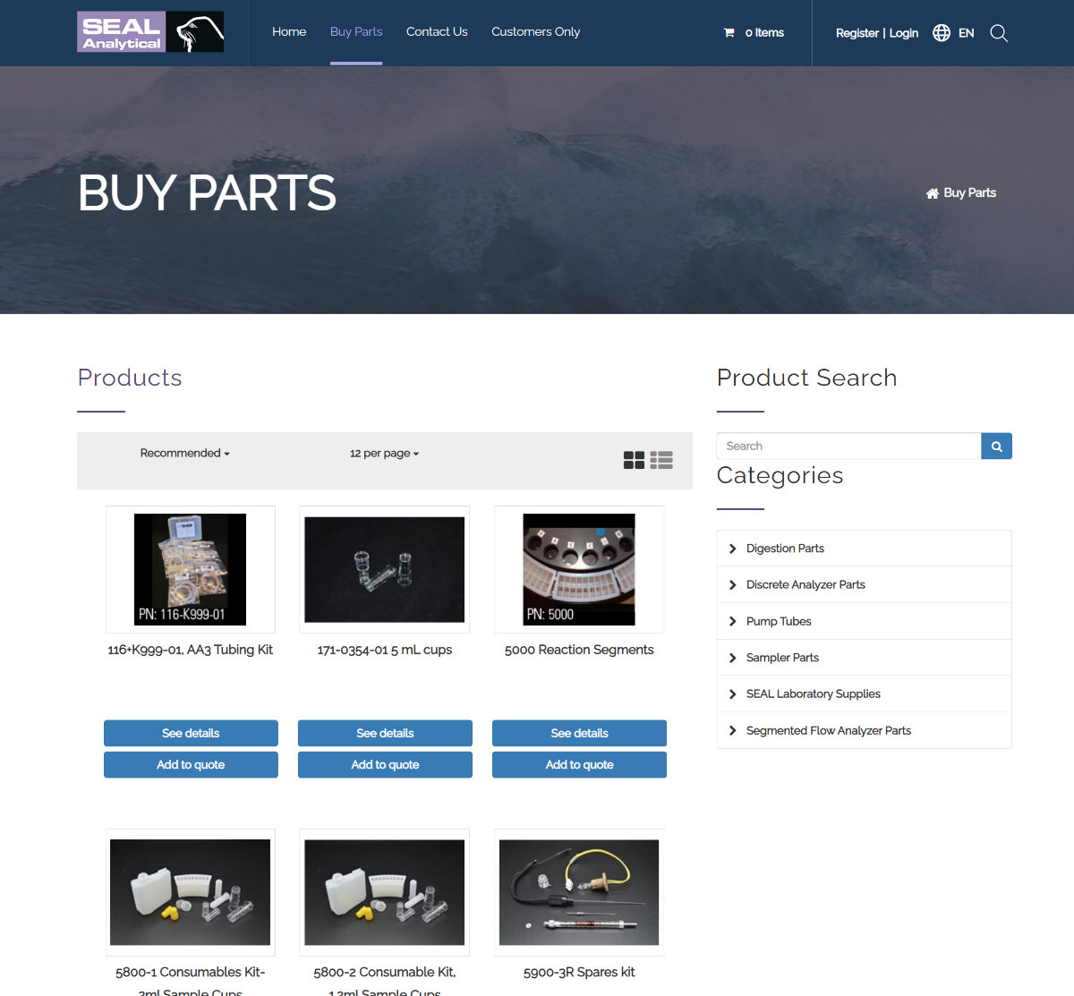 Explore our parts catalog and build a quote request online on our Buy Parts page