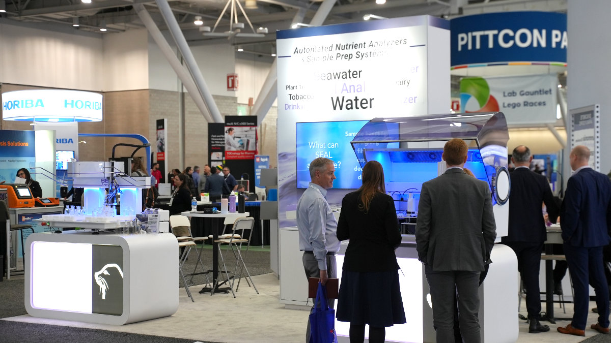 SEAL Analytical exhibiting discrete and continuous flow nutrient analyzers with live product demonstration at Pittcon.
