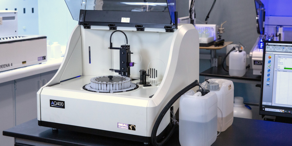 Discrete analyzer instrument used for automated nutrient analysis in environmental laboratories